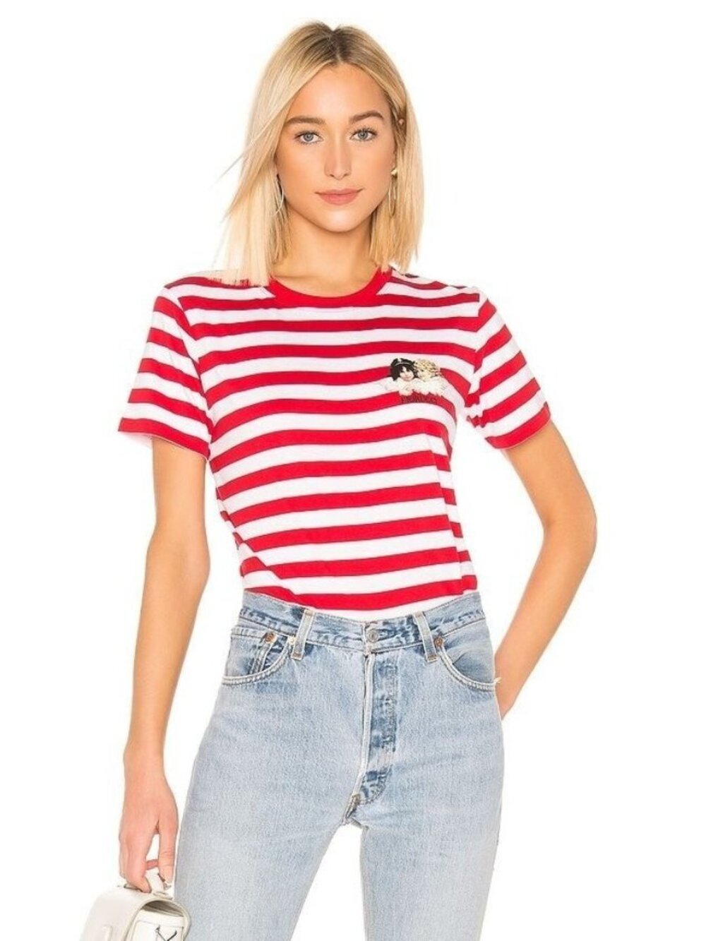FIORUCCI Size Medium Iconic Stripes Red White Tee with Angels